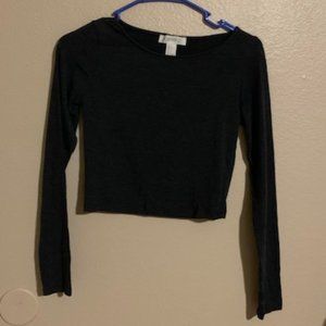 Dark Grey Forever 21 Crop Long Sleeve